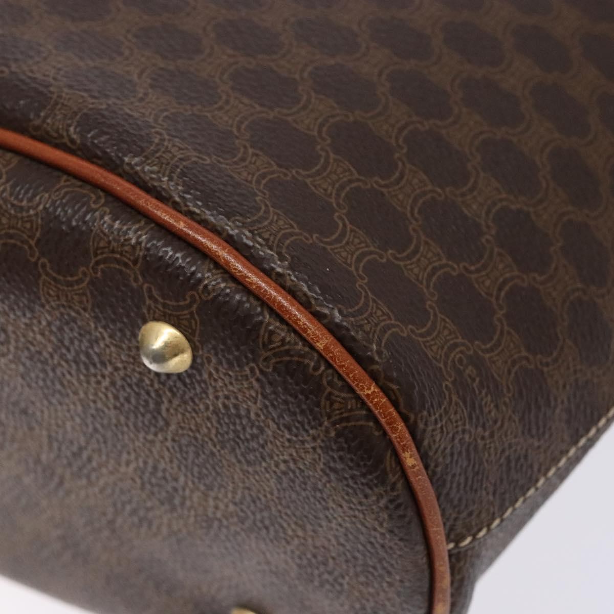 Celine Vintage Macadam Shopper Tote Coated Canvas, BROWN, CANVAS, Tote bag