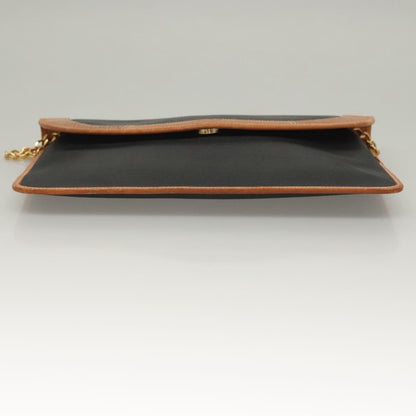 Christian Dior Vintage CD Chain Flap Shoulder Bag Canvas, BLACK, PVC, Shoulder bag
