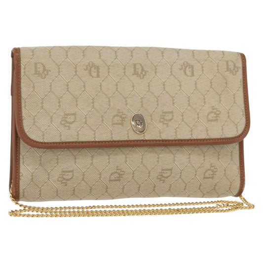 Christian Dior Vintage Honeycomb chain Canvas, BEIGE, CANVAS, Shoulder bag