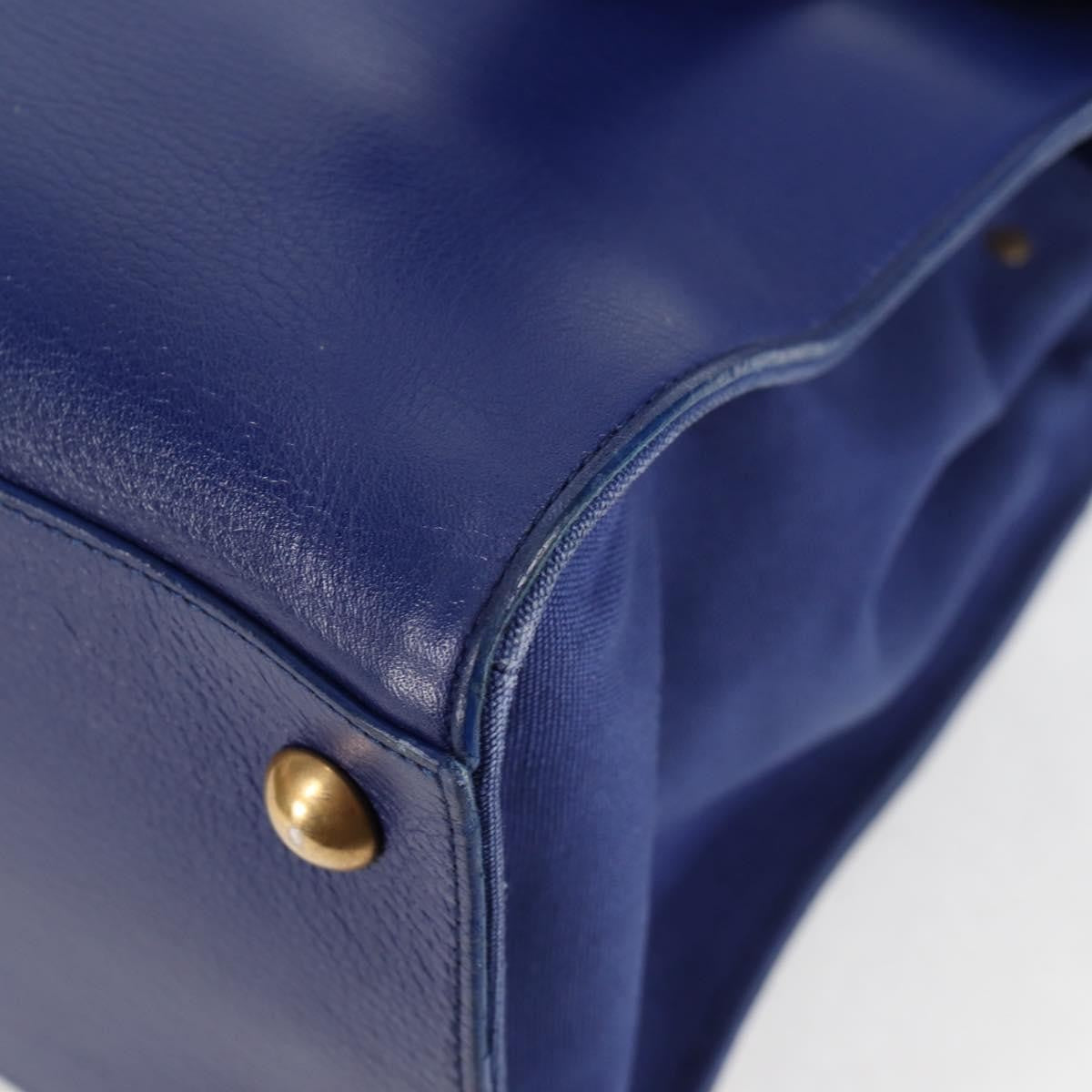 Saint Laurent Muse Two Bag Leather with Canvas, Blue, Leather, Shoulder Bag