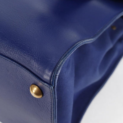 Saint Laurent Muse Two Bag Leather with Canvas, Blue, Leather, Shoulder Bag