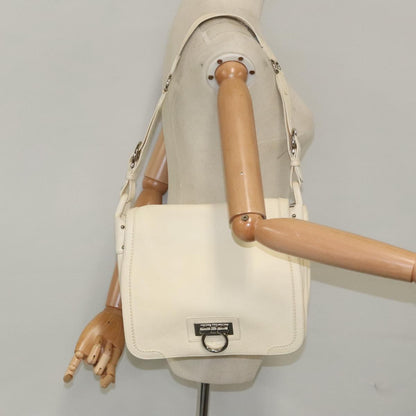 Salvatore Ferragamo Gancini Shoulder Bag Leather, BEIGE, LEATHER, Shoulder bag