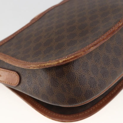 Celine Vintage Macadam Shoulder Bag Canvas and Leather, Brown, Canvas, Shoulder Bag