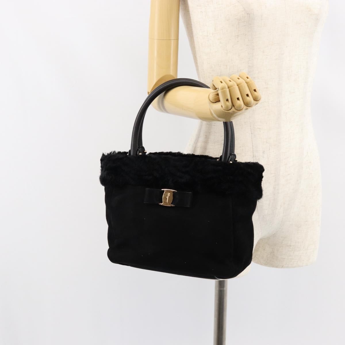 Salvatore Ferragamo Vala Handbag Suede, BLACK, SUEDE, Handbag