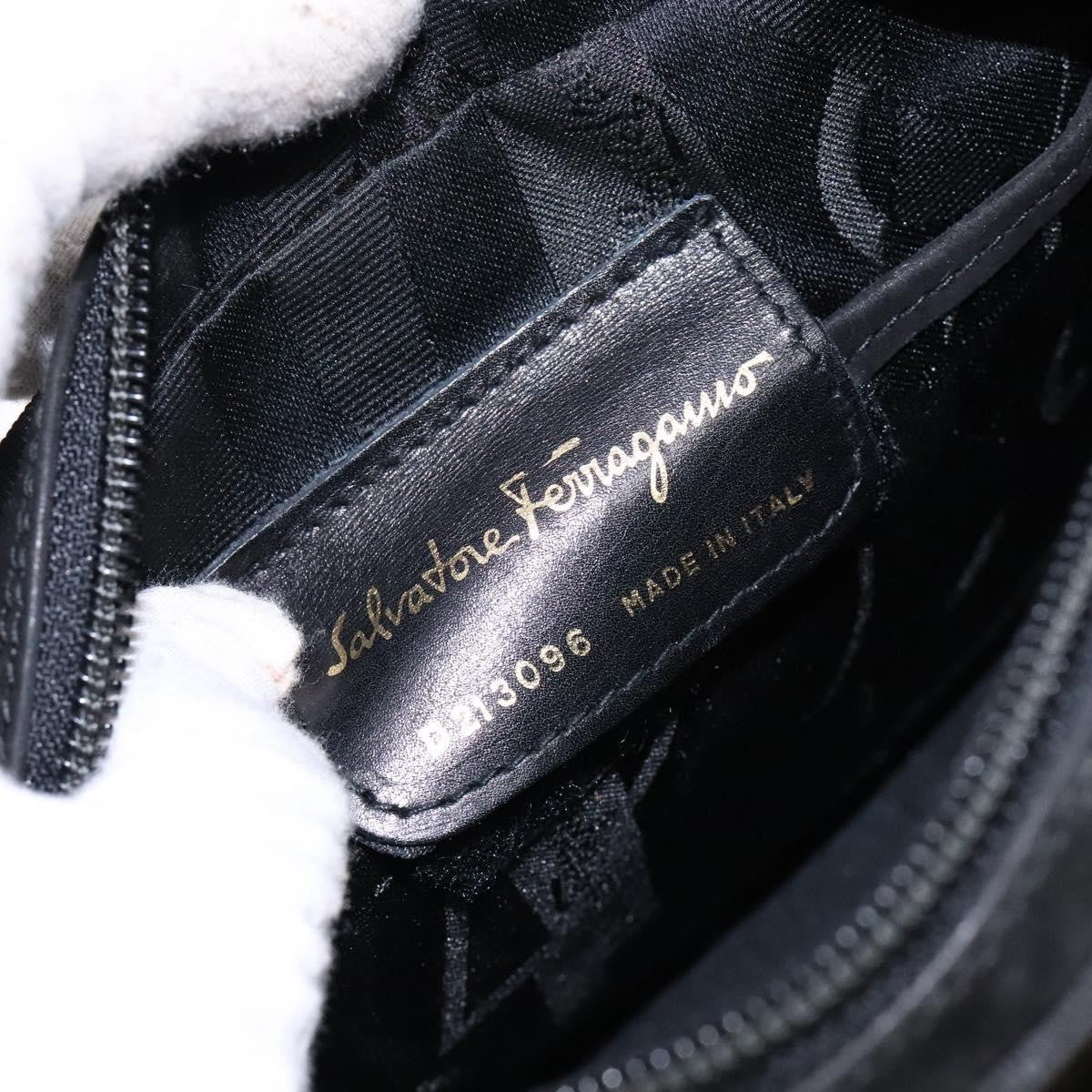 Salvatore Ferragamo Vala Shoulder Bag Suede, BLACK, SUEDE, Shoulder bag