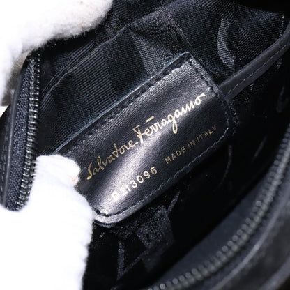 Salvatore Ferragamo Vala Shoulder Bag Suede, BLACK, SUEDE, Shoulder bag