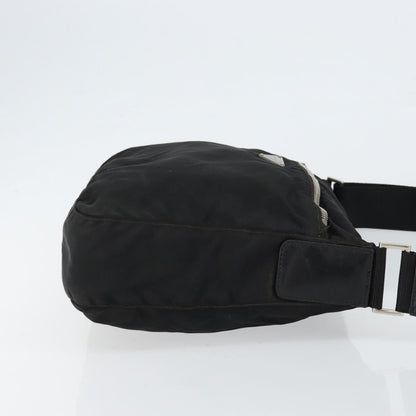 Prada Front Zip Messenger Bag Tessuto, BLACK, NYLON, Shoulder bag