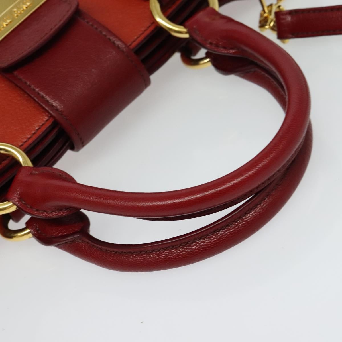 Miu Miu Madras Convertible Lock Tote Leather, RED, LEATHER, Handbag