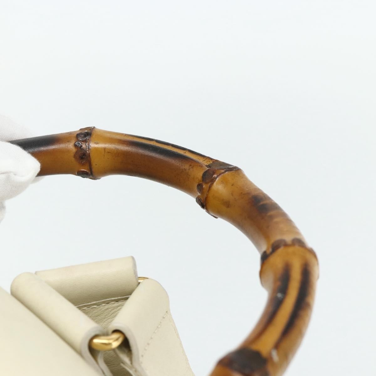 Gucci Vintage Bamboo Backpack Leather, White, Leather, Backpack