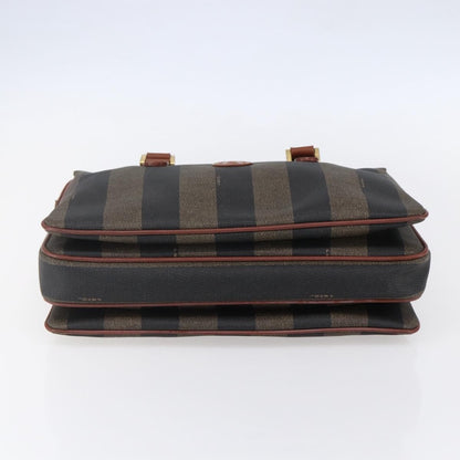 Fendi Vintage Pequin Convertible Boston Bag Coated Canvas, BROWN, CANVAS, Handbag