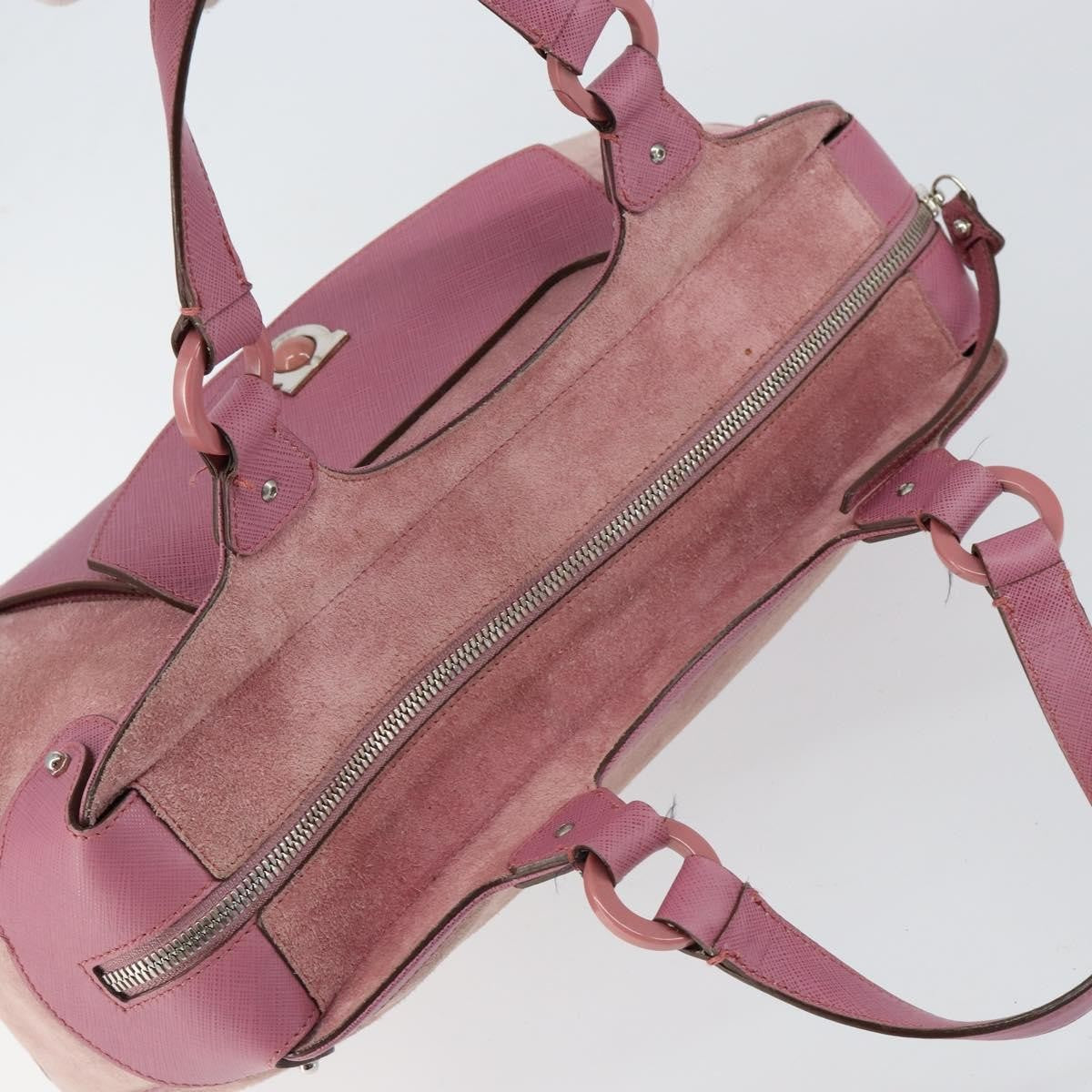 Salvatore Ferragamo Gancini handbag Suede, PINK, SUEDE, Handbag