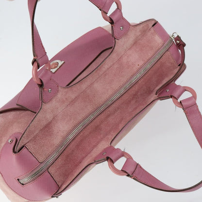 Salvatore Ferragamo Gancini handbag Suede, PINK, SUEDE, Handbag