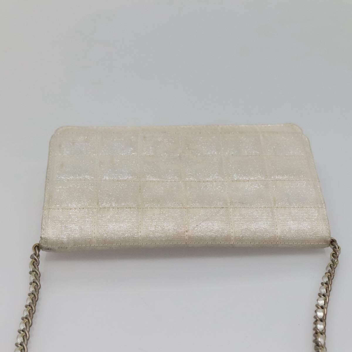 Chanel Travel Line Wallet on Chain Quilted Nylon, Silver, Nylon, Wallet