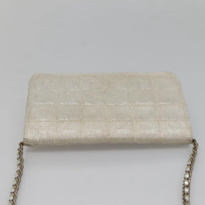 Chanel Travel Line Wallet on Chain Quilted Nylon, Silver, Nylon, Wallet