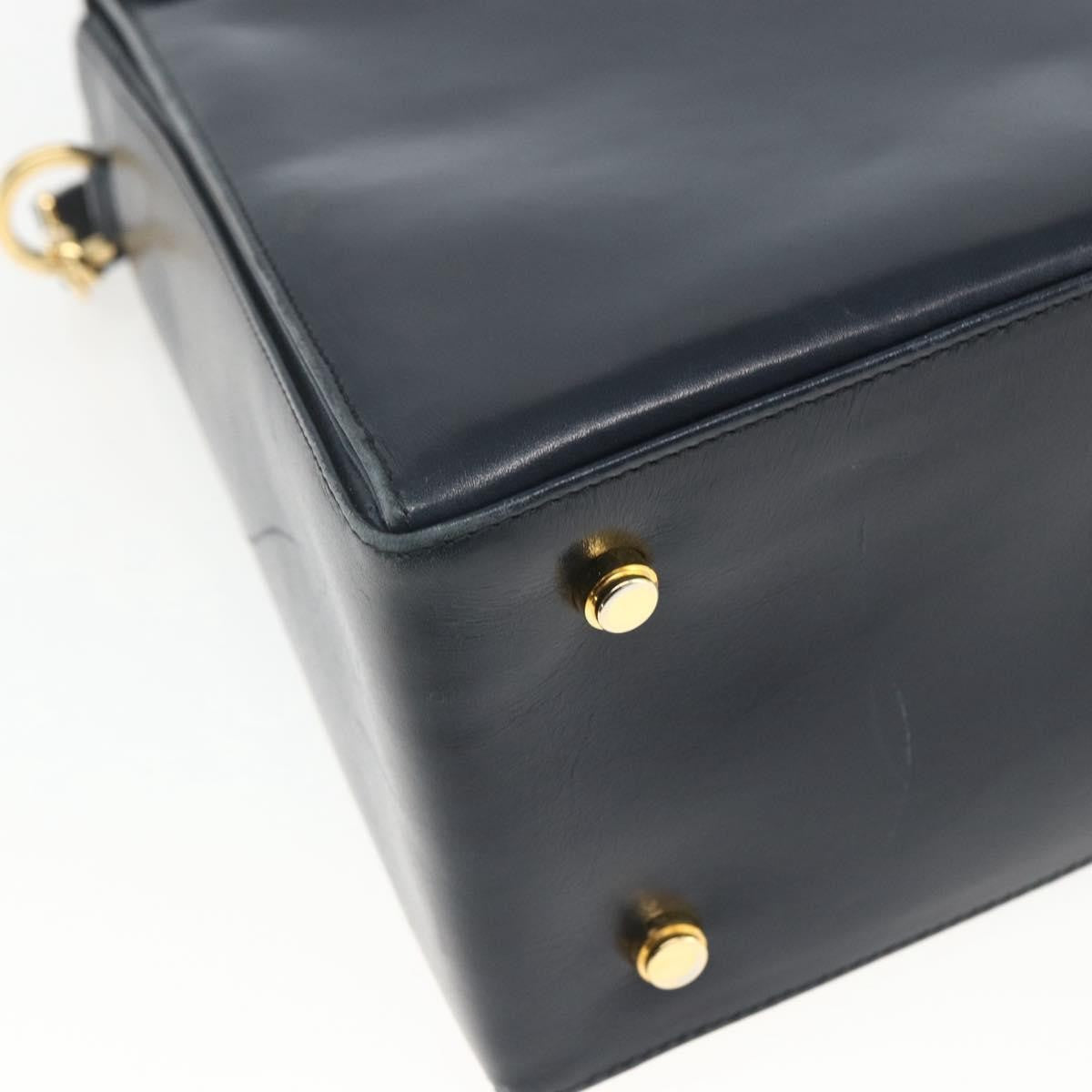 Salvatore Ferragamo Gancini Convertible Top Handle Bag Leather, NAVY, LEATHER, Handbag