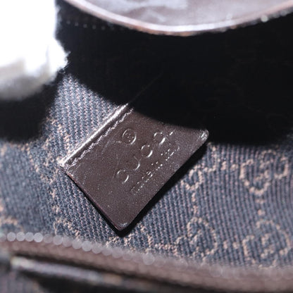 Gucci Vintage Double Belt Bag GG Canvas with Leather, BROWN, CANVAS, Clutche & pouche