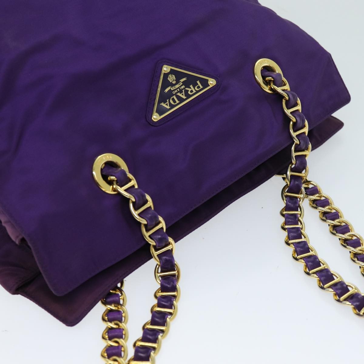 Prada Convertible Chain Tote Quilted Tessuto, PURPLE, NYLON, Shoulder bag