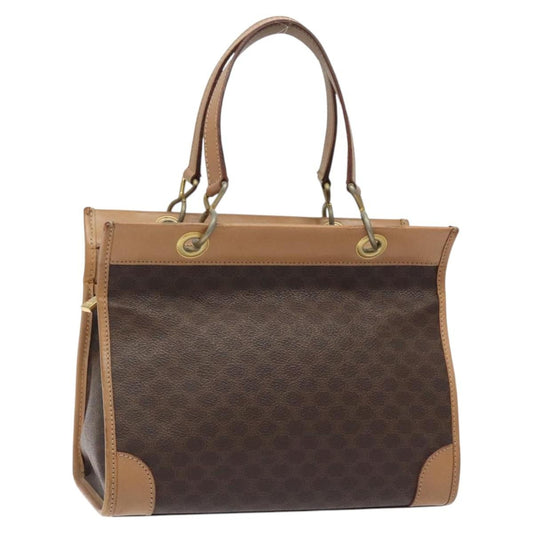 Celine Vintage Macadam Handbag Canvas and Leather, Brown, Canvas, Handbag