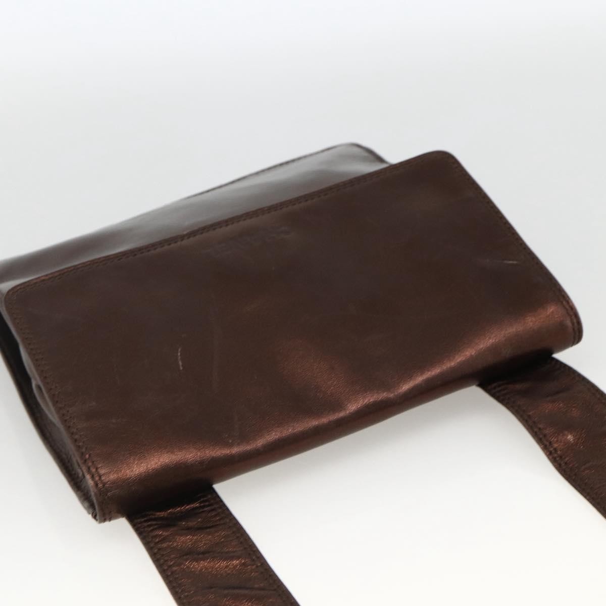 Chanel Vintage Logo Flap Messenger Bag Leather, BROWN, LEATHER, Shoulder bag