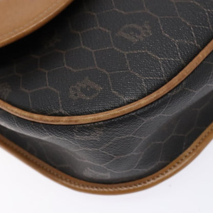 Christian Dior Vintage Honeycomb Flap Crossbody Bag Canvas and Leather, BLACK, CANVAS, Crossbody bag