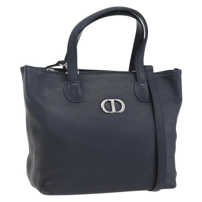 Christian Dior Vintage CD Handbag Leather, NAVY, LEATHER, Handbag