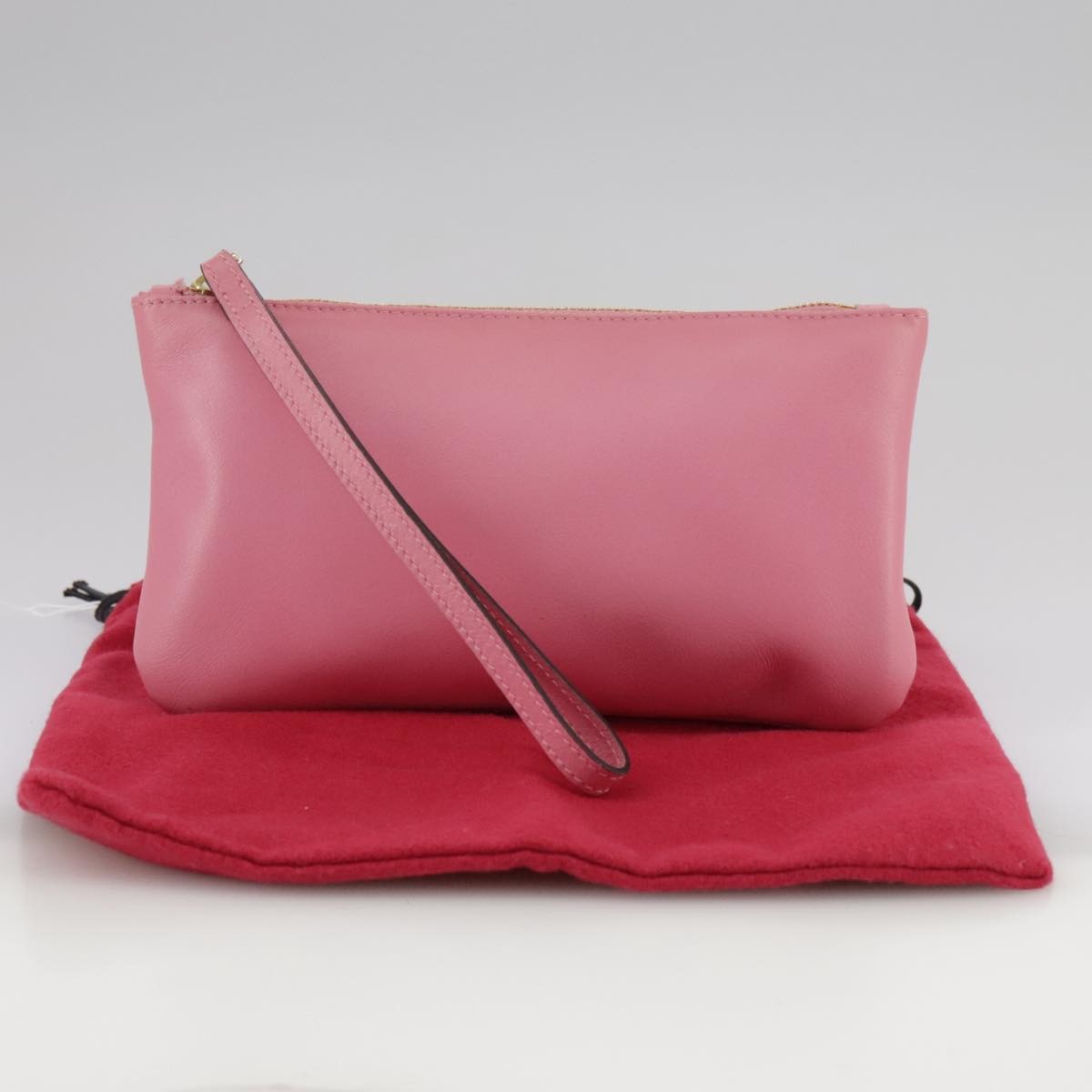 Valentino Garavani Zip Pouch Leather, PINK, LEATHER, Clutche & pouche