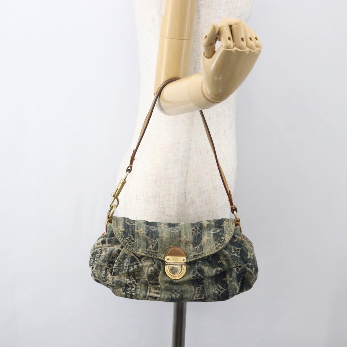 Louis Vuitton Pleaty Raye Handbag Striped Monogram Denim, BLUE, DENIM_JEANS, Shoulder bag