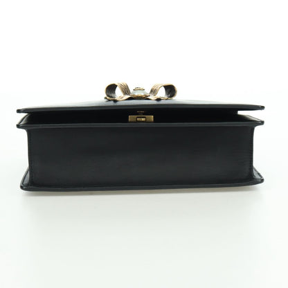 Gucci Web Peony Chain Shoulder Bag Embellished Leather, Black, Leather, Shoulder Bag