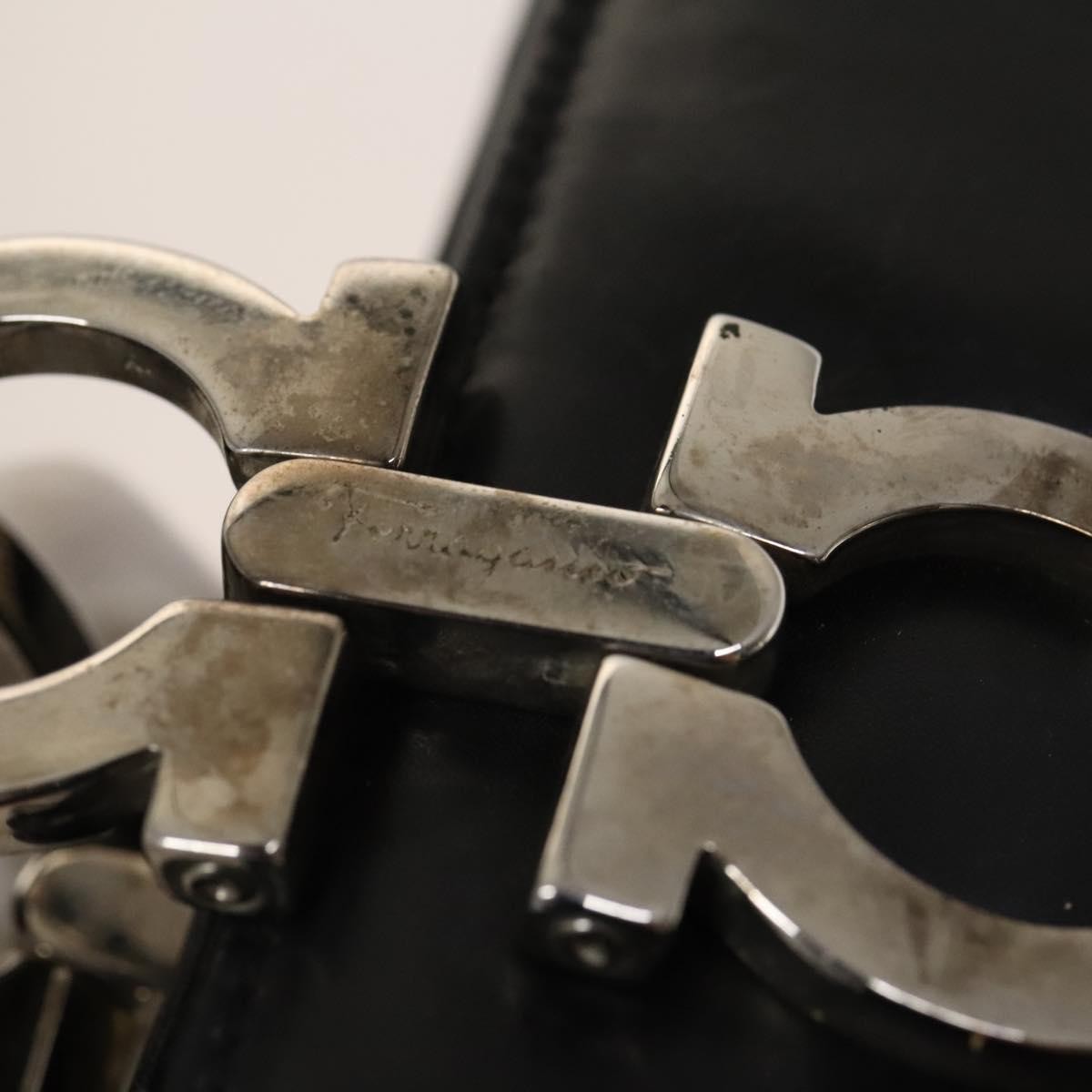 Salvatore Ferragamo Gancini Shoulder Bag Leather, BLACK, LEATHER, Shoulder bag