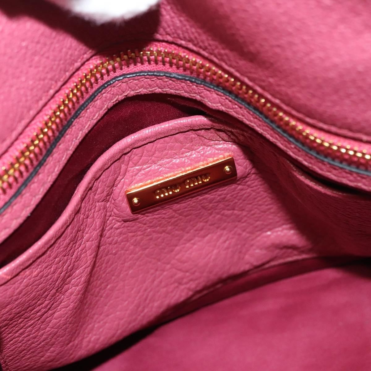 Miu Miu Convertible Madras Side Zip Satchel Grainy Leather, PINK, LEATHER, Handbag