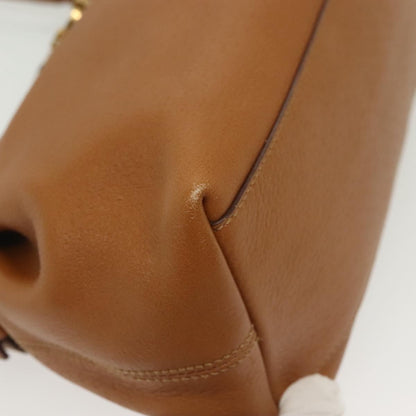 Salvatore Ferragamo Gancini Shoulder Bag Leather, BROWN, LEATHER, Handbag