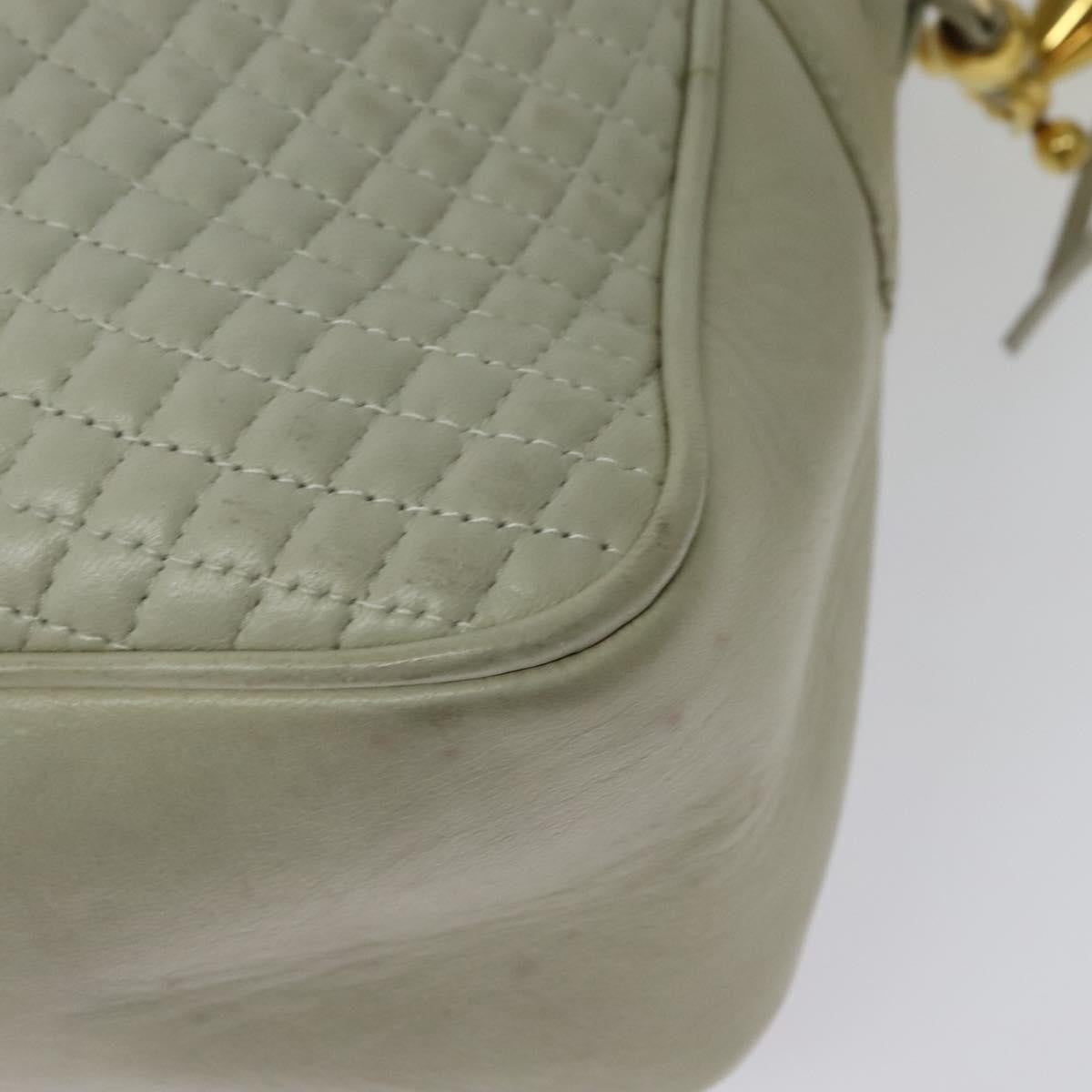 Bally Vintage Chain Shoulder Bag Quilted Leather, Ecru, Leather, Shoulder Bag