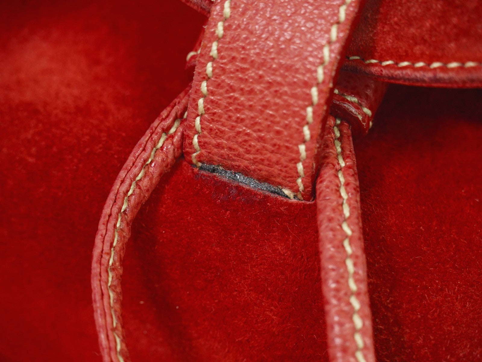 Gucci Vintage Bamboo Backpack Suede, RED, SUEDE, Backpack