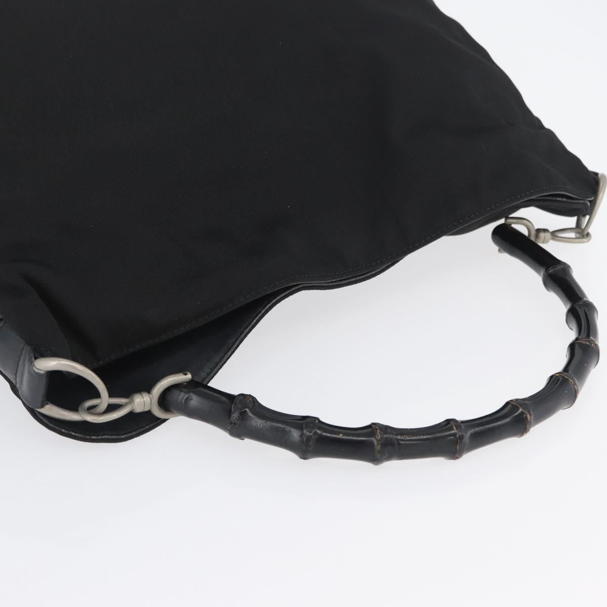 Gucci Vintage Bamboo Handle Bag Nylon, Black, Nylon, Handbag