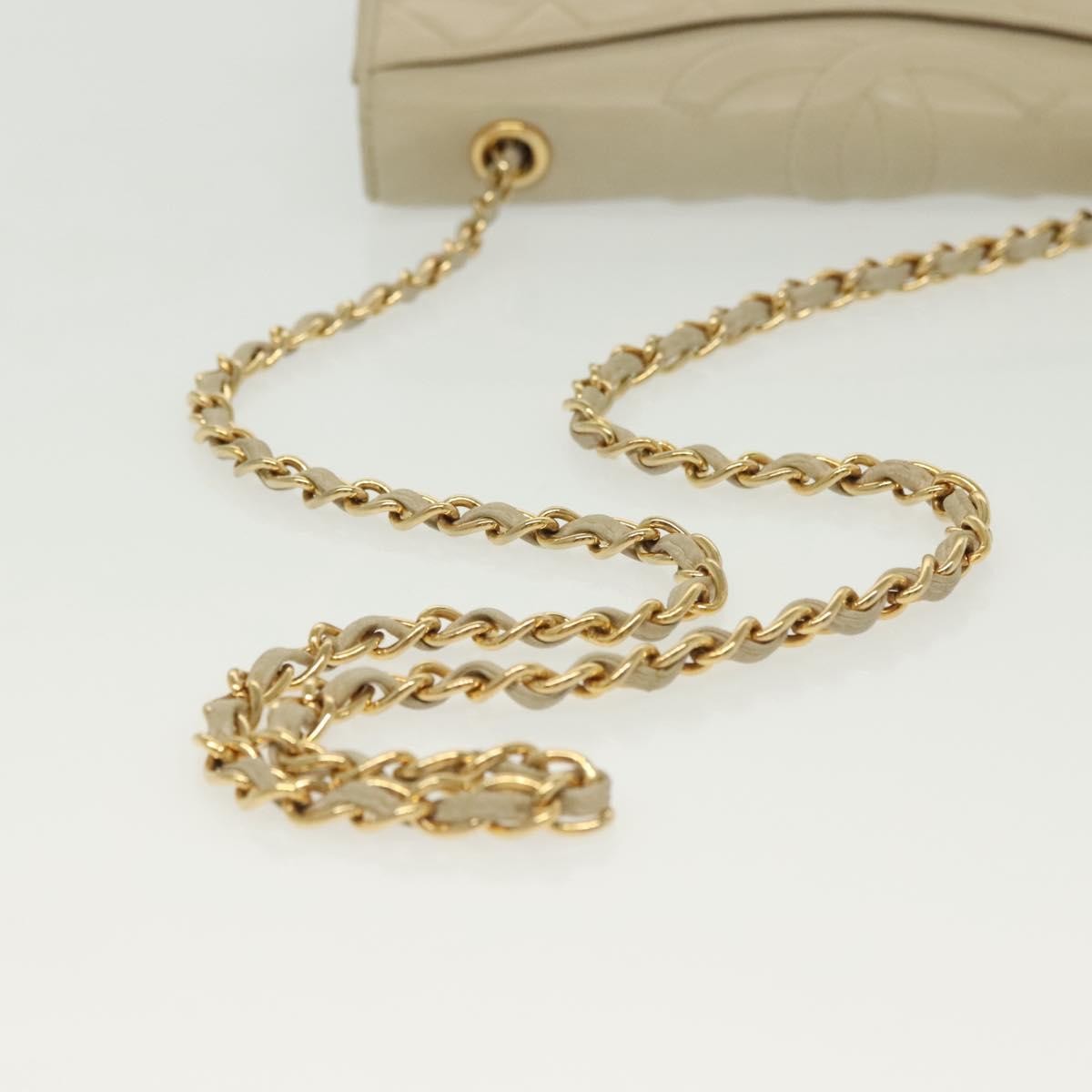 Chanel Vintage CC Full Flap Bag Quilted Lambskin, BEIGE, LEATHER, Shoulder bag