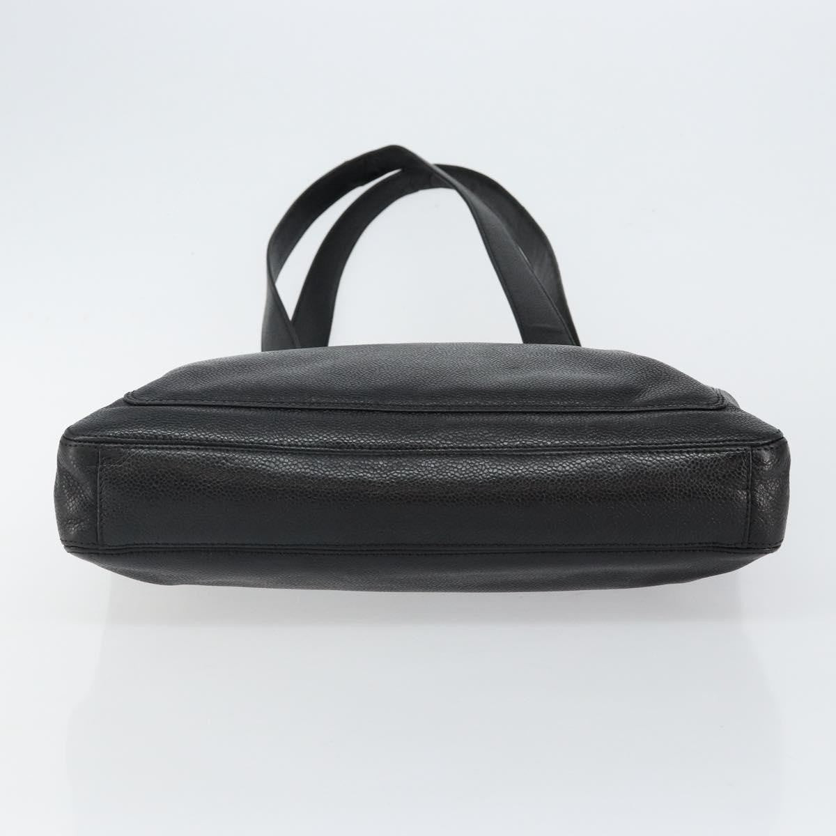 Chanel Vintage Logo Tote Caviar, BLACK, LEATHER, Tote bag