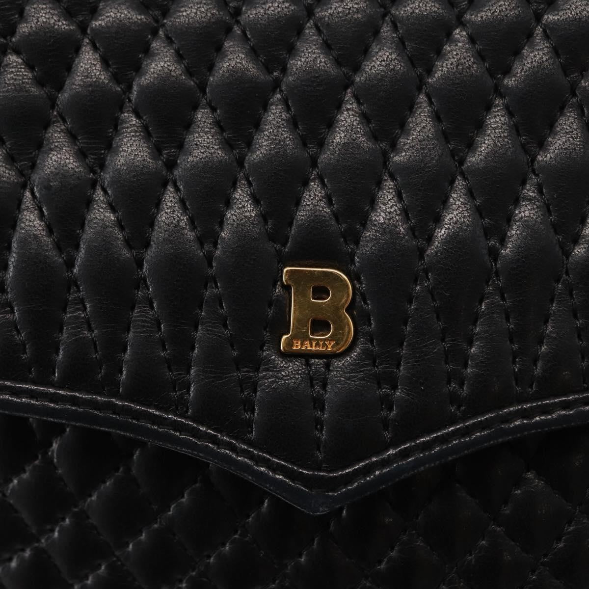 Bally Vintage Chain Shoulder Bag Quilted Leather, BLACK, LEATHER, Shoulder bag