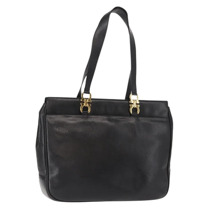 Salvatore Ferragamo Gancini Tote Leather, BLACK, LEATHER, Tote bag