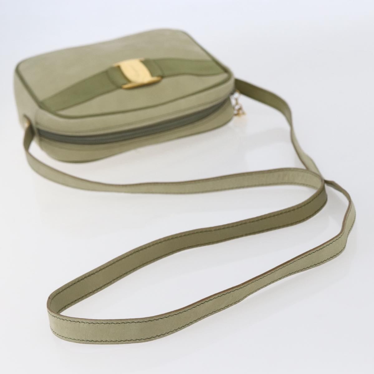 Salvatore Ferragamo Vala Shoulder Bag Suede, GREEN, SUEDE, Shoulder bag