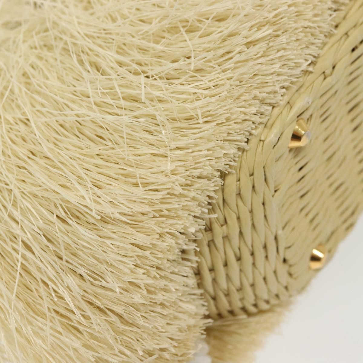 Prada Fringe Wicker Tote Woven Straw, GOLD, WOOD, Handbag