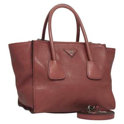 Prada Twin Pocket Convertible Tote Cervo Leather, PINK, LEATHER, Handbag