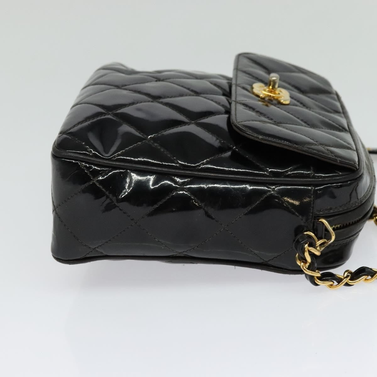 Chanel Vintage Square Front Pocket Camera Bag Quilted Patent, BLACK, PATENT_LEATHER, Shoulder bag