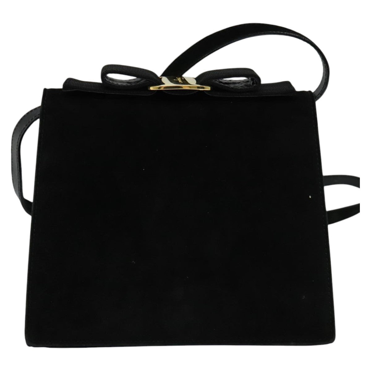 Salvatore Ferragamo Vala Shoulder Bag Suede, BLACK, SUEDE, Shoulder bag