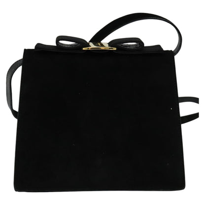 Salvatore Ferragamo Vala Shoulder Bag Suede, BLACK, SUEDE, Shoulder bag