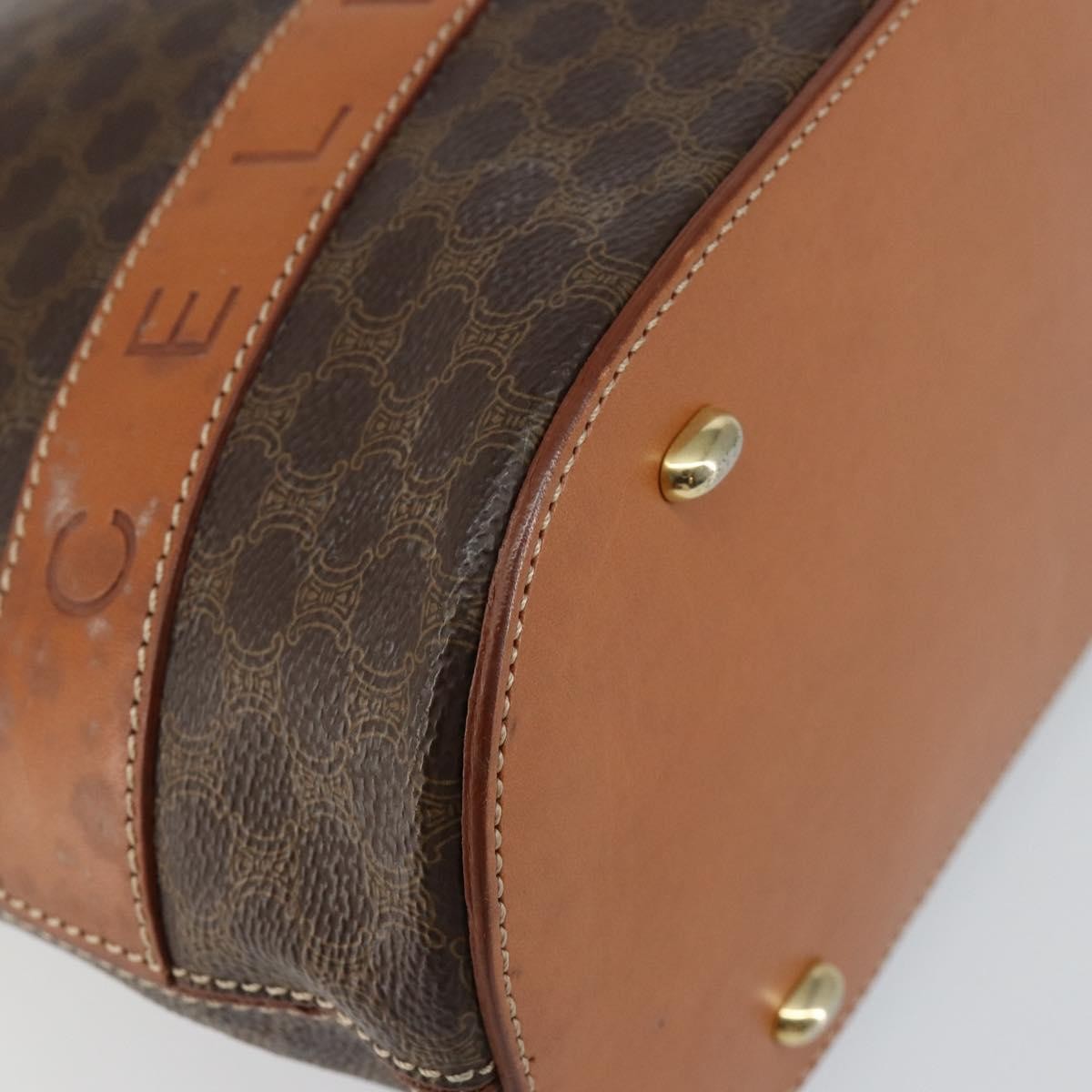 Celine Vintage Macadam Handbag Macadam, BROWN, CANVAS, Handbag