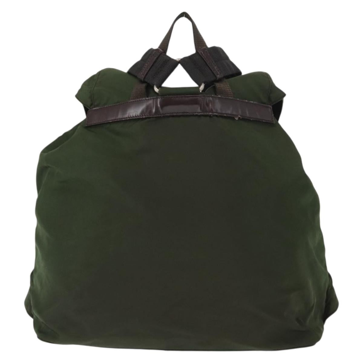 Prada Double Front Pocket Backpack Tessuto, Khaki, Nylon, Backpack