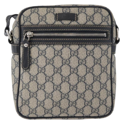Gucci Front Zip Messenger GG Coated Canvas, NAVY, CANVAS, Shoulder bag
