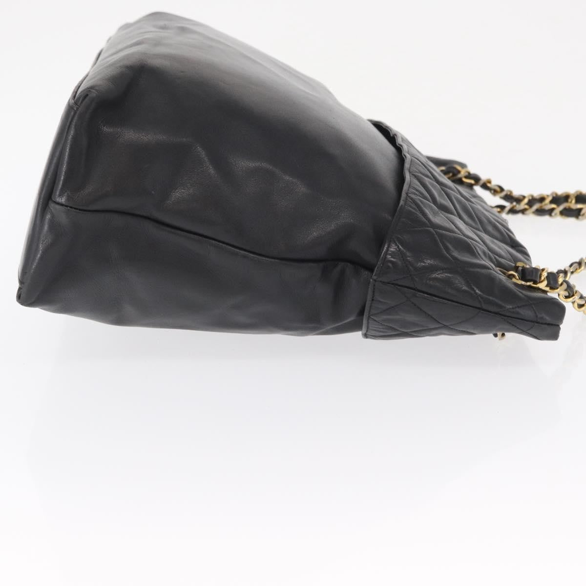 Chanel Chain Tote Leather, Black, Leather, Handbag