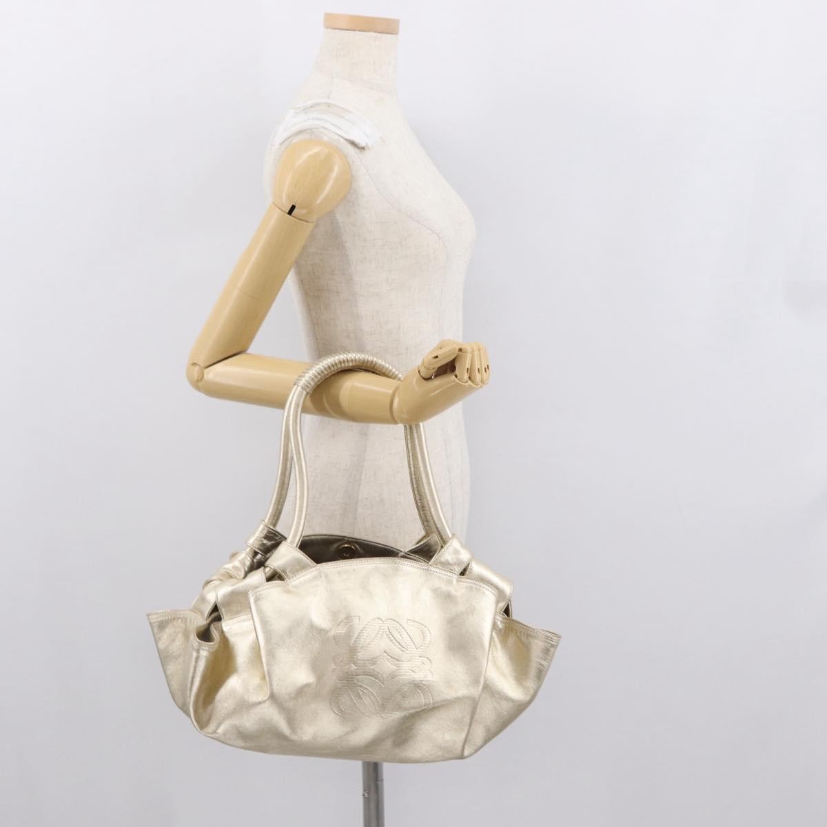 Loewe Aire Shoulder Bag Leather, GOLD, LEATHER, Shoulder bag