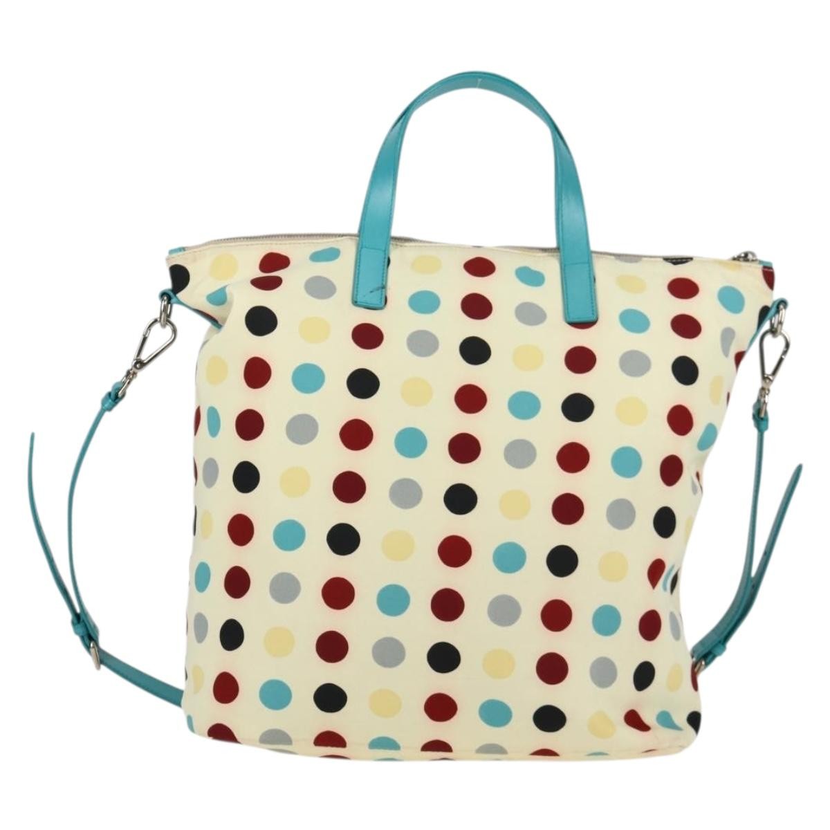 Prada Convertible Tote Printed Tessuto with Saffiano, WHITE, NYLON, Tote bag
